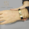 دستبند مردانه چرمی رویه طلایی برند رولکس