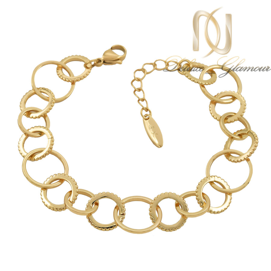 عکس دستبند زنانه ژوپینگ طلایی حلقه ای طرح طلا
