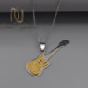مدل گردنبند استیل طرح گیتار طلایی و نقره ای