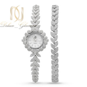 عکس ست ساعت و دستبند نقره زنانه جواهری برگ